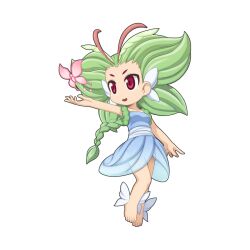 Rule 34 | 1girl, antennae, bangs blown up, barefoot, blue dress, braid, braided ponytail, breasts, bug, butterfly, chibi, dress, eira (ragnarok online), feet wings, full body, green hair, insect, long hair, looking afar, looking to the side, official art, open mouth, pink butterfly, ragnarok online, red eyes, simple background, single braid, small breasts, smile, solo, strapless, strapless dress, thick eyebrows, transparent background, white wings, wings, yuichirou