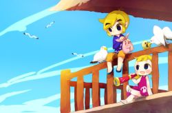 Rule 34 | 1boy, 1girl, aryll, bad id, bad pixiv id, bird, blonde hair, brother and sister, link, mitsubachi koucha, nintendo, pointy ears, seagull, siblings, smile, telescope, the legend of zelda, the legend of zelda: the wind waker, toon link