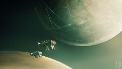 Rule 34 | dofresh, highres, infinite fleet, no humans, official art, planet, scenery, science fiction, space, spacecraft