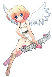 Rule 34 | ahoge, arrow (projectile), blonde hair, blue eyes, blush, bow (weapon), collarbone, cupid, cupid (p&amp;d), emappo, heart, heart arrow, puzzle &amp; dragons, solo, weapon, wings