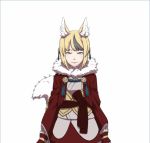 Rule 34 | 1girl, 3d, animal ears, animated, blonde hair, fire emblem, fire emblem fates, fox ears, fox tail, fur trim, looking at viewer, multicolored hair, my room, nintendo, sash, selkie (fire emblem), simple background, solo, streaked hair, tail, upper body, video, white background, yellow eyes