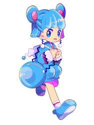 Rule 34 | 1girl, animal ears, azurill, bad id, bad pixiv id, bag, blue dress, blue footwear, blue hair, blush, blush stickers, capelet, child, creatures (company), dress, earrings, female focus, flat chest, full body, game freak, gen 3 pokemon, hands up, jewelry, leg up, long sleeves, looking to the side, narumame, nervous, nintendo, open mouth, own hands together, personification, poke ball theme, pokemon, running, shoes, short hair, simple background, socks, solo, white background, white socks, zipper pull tab