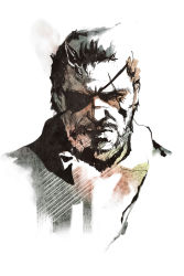 Rule 34 | 1boy, bad id, bad pixiv id, beard, big boss, eyepatch, facial hair, genso, looking at viewer, male focus, metal gear (series), metal gear solid v: the phantom pain, scar, scar across eye, scar on face, simple background, solo, venom snake, white background