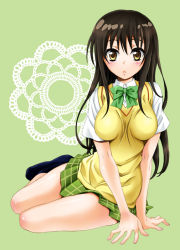 Rule 34 | black hair, brown eyes, fujino, kotegawa yui, long hair, school uniform, sitting, solo, to love-ru, yokozuwari