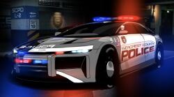 Rule 34 | 959, american flag, car, commentary request, game screenshot background, garage, glowing, indoors, lucid air, lucid motors, motor vehicle, need for speed, need for speed: hot pursuit (2010), police car, vehicle focus