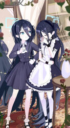 Rule 34 | &lt;key&gt; (blue archive), 2girls, absurdly long hair, absurdres, apron, aris (blue archive), ascot, black dress, black footwear, black hair, blue archive, blush, dress, frilled apron, frills, green halo, halo, highres, long hair, long sleeves, maid apron, multiple girls, one side up, pantyhose, shoes, short sleeves, socks, thomason366, very long hair, white apron, white ascot, white pantyhose, white socks