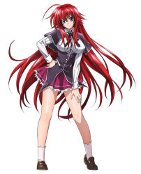 Rule 34 | 10s, 1girl, breasts, high school dxd, highres, large breasts, long hair, red hair, rias gremory, skirt, smile, solo, transparent background