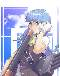 Rule 34 | 10s, 1girl, blue hair, gloves, hatsukaze (kancolle), kantai collection, materclaws, missile, school uniform, solo