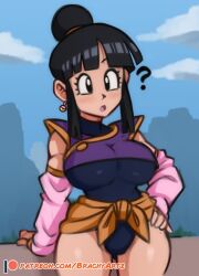 Rule 34 | 1girl, black hair, brachyartz, breasts, chi-chi (dragon ball), dragon ball, hand on own chest, large breasts, mature female, thighs