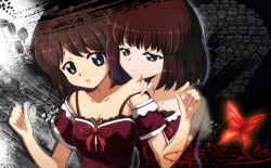 Rule 34 | amakura mayu, amakura mio, bare shoulders, breasts, cleavage, fatal frame, fatal frame 2, incest, siblings, sisters, strap slip, twincest, twins, undressing, yuri