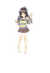 Rule 34 | 1girl, barefoot, blush, feet, female focus, full body, highres, legs, long hair, miniskirt, simple background, skirt, solo, tagme, thighs, third-party edit, to love-ru, toes, yuuki mikan