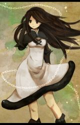 Rule 34 | 1girl, 5pb., agnes oblige, apear, boots, bravely default: flying fairy, breasts, brown eyes, brown hair, chain, coat, dress, gloves, large breasts, long hair, solo