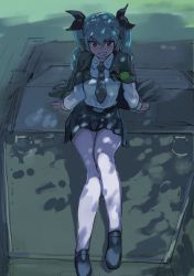 Rule 34 | 10s, 1girl, anchovy (girls und panzer), belt, black footwear, black necktie, black skirt, cape, carro armato p40, dappled sunlight, dress shirt, drill hair, full body, girls und panzer, green hair, grin, highres, kito (sakerukito), loafers, long hair, long sleeves, looking at viewer, military, military vehicle, miniskirt, motor vehicle, necktie, on vehicle, pantyhose, pleated skirt, red eyes, school uniform, shade, shirt, shoes, sitting, sketch, skirt, smile, solo, sunlight, tank, twin drills, twintails, white pantyhose, white shirt