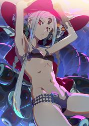 Rule 34 | 1girl, abigail williams (fate), abigail williams (swimsuit foreigner) (fate), abigail williams (swimsuit foreigner) (first ascension) (fate), armpits, arms up, artist request, bad id, bad pixiv id, bare shoulders, bikini, black bikini, black bow, bow, breasts, collarbone, colored skin, double bun, fate/grand order, fate (series), forehead, hair bun, keyhole, long hair, multiple bows, navel, orange bow, parted bangs, parted lips, red eyes, sidelocks, small breasts, swimsuit, tentacles, thighs, third eye, very long hair, white hair, white skin