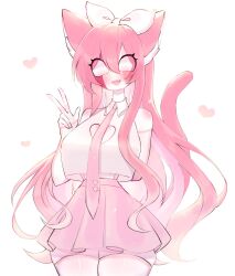 Rule 34 | 1girl, animal ears, blush, breasts, cat ears, cat girl, cat tail, cleavage cutout, clothing cutout, crop top, friday night funkin&#039;, hair ribbon, heart cutout, highres, large breasts, long hair, looking at viewer, necktie, pink hair, pink skirt, ribbon, sarvente (friday night funkin&#039;), skirt, smile, tail, thick thighs, thighs, usa37107692, white eyes, wide hips