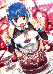 Rule 34 | + +, 1girl, airi (dream c club), bad id, bad pixiv id, blue hair, breasts, cake, cleavage, dream c club, dream c club (series), food, ili (dream c club), kaqo, large breasts, red eyes, short hair, sitting, smile, solo, sparkle, symbol-shaped pupils