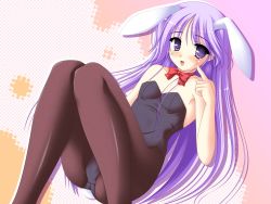 Rule 34 | 00s, 1boy, animal ears, ass, blush, bow, bowtie, bulge, crossdressing, fake animal ears, happiness!, highres, kakesu, leotard, long hair, looking at viewer, male focus, male playboy bunny, open mouth, pantyhose, playboy bunny, purple eyes, purple hair, rabbit ears, smile, solo, tail, trap, watarase jun