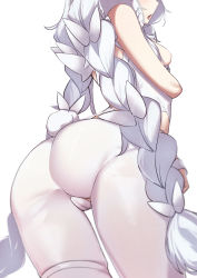 Rule 34 | 1girl, azur lane, blush, breasts, highres, le malin (azur lane), le malin (listless lapin) (azur lane), long hair, morisobo, nipples, no panties, open mouth, small breasts, white hair