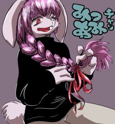 Rule 34 | 1girl, rabbit, female focus, furry, furry female, long hair, open mouth, purple hair, red eyes, sasamino, solo