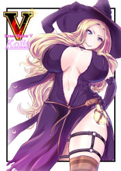 Rule 34 | 1girl, absurdres, alternate costume, black dress, black gloves, black lips, blonde hair, blue eyes, breasts, bro.you-yan, cape, character name, choker, cleavage, crescent, dress, elbow gloves, english text, eyebrows, eyelashes, gloves, halloween costume, hat, highres, huge breasts, kolin, lips, long hair, potion, solo, standing, street fighter, street fighter v, striped clothes, striped thighhighs, thick thighs, thigh strap, thighhighs, thighs, wavy hair, wide hips, witch hat, zettai ryouiki