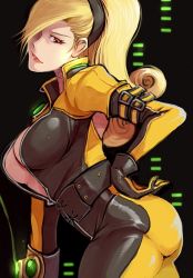Rule 34 | 1girl, ass, blonde hair, breasts, cleavage, highres, large breasts, lien neville, red eyes, snk, the king of fighters