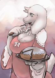 Rule 34 | 1girl, absurdres, apron, artist request, furry, furry female, green eyes, highres, solo, toriel, undertale