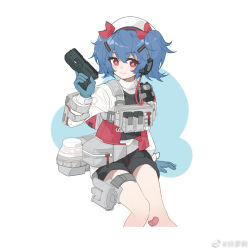 Rule 34 | 1girl, :3, bandaid, bandaid on leg, banluoli, black shorts, blue gloves, blue hair, chinese commentary, colphne (girls&#039; frontline 2), commentary request, cowboy shot, girls&#039; frontline, girls&#039; frontline 2: exilium, gloves, gun, hair ornament, hair ribbon, hairclip, handgun, hat, headset, holding, holding gun, holding weapon, holster, jacket, long sleeves, looking at viewer, pistol, pocket pistol, red eyes, red ribbon, ribbon, short hair, shorts, sitting, smile, solo, taurus curve, thigh holster, twintails, weapon, weibo watermark, white background, white hat, white jacket