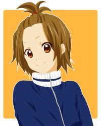 Rule 34 | 1girl, bad id, bad pixiv id, brown eyes, brown hair, female focus, forehead, high ponytail, k-on!, moutiko, ponytail, short hair, smile, solo, tainaka ritsu, topknot, track suit