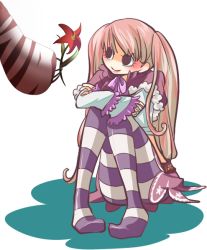 Rule 34 | 1girl, bad id, bad pixiv id, flower, futsukiri ringo, long hair, no shoes, one piece, pantyhose, perona, pink hair, purple pantyhose, smile, solo focus, striped clothes, striped pantyhose, striped thighhighs, thighhighs, thriller bark, twintails