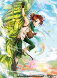 Rule 34 | 1boy, bandaid, bandaid on face, bandaid on nose, bare shoulders, belt, bird, boots, brown hair, chicken, cloud, copyright name, day, feathers, force of will, gloves, green eyes, leaf, male focus, matsurika youko, official art, plant, ponytail, sky, vines