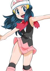 Rule 34 | 1girl, blue eyes, blue hair, boots, breasts, creatures (company), curvy, dawn (pokemon), female focus, game freak, hainchu, happy, looking at viewer, nintendo, pokemon, pokemon (anime), pokemon dppt (anime), shiny skin, skirt, small breasts, smile