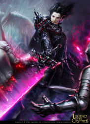 Rule 34 | 3boys, armor, artist name, black hair, blood, cape, copyright name, dated, faceless, faceless male, feathered wings, gloves, legend of the cryptids, long hair, male focus, multiple boys, official art, red eyes, solo focus, sword, tatiana kirgetova, weapon, wings