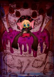 Rule 34 | 10s, blue eyes, border, cake, candle, charlotte (madoka magica), cookie, doll, food, fruit, icing, mahou shoujo madoka magica, mahou shoujo madoka magica (anime), mixed media, no humans, nokishita ae, scarf, sketch, solo, strawberry, surreal, sweets, witch (madoka magica)