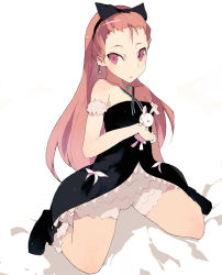 Rule 34 | 00s, 1girl, babydoll, bad id, bad pixiv id, bloomers, blush, bow, brws, cute &amp; girly (idolmaster), hair bow, idolmaster, idolmaster (classic), idolmaster 1, kneeling, looking at viewer, minase iori, pink eyes, pink hair, see-through, simple background, solo, spread legs, thighs, underwear, white background