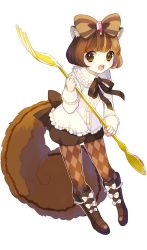 Rule 34 | 10s, 1girl, animal ears, argyle, argyle clothes, argyle legwear, blouse, blunt bangs, bob cut, boots, bow, brown bow, brown eyes, brown footwear, brown hair, brown pantyhose, brown ribbon, brown shorts, brown theme, chipmunk tail, chokiyurui (show by rock!!), eyebrows, fork, frills, full body, gem, hair bow, highres, himaya, holding, holding fork, long sleeves, looking at viewer, neck ribbon, open mouth, oversized object, pantyhose, ribbon, shirt, short hair, shorts, show by rock!!, simple background, sleeves rolled up, solo, squirrel ears, squirrel tail, standing, striped, striped bow, tail, white background, white bow, white shirt