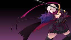 Rule 34 | 1girl, armor, black skirt, breasts, cape, cleavage, fighting stance, game cg, holding, holding sword, holding weapon, jeanne la sorci&egrave;re, large breasts, legs, looking away, sagara riri, serious, short hair, shoulder pads, simple background, skirt, solo, standing, sword, thighs, tokeidai no jeanne: jeanne &agrave; la tour d&#039;horloge, weapon, white hair