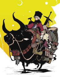 Rule 34 | 00s, 2009, blonde hair, bull, hirao ryou, horns, new year, original, riding