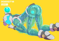 Rule 34 | 1girl, android, ass, humanoid robot, kyoutasab, mecha, mechanical parts, original, robot, see-through, see-through body, simple background, slime (substance), top-down bottom-up