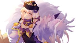 Rule 34 | 1girl, absurdres, arcelle, black hat, closed mouth, dress, fire emblem, fire emblem: three houses, fire emblem heroes, fur trim, gloves, hair ornament, hat, highres, long hair, lysithea von ordelia, nintendo, pink eyes, simple background, solo, transparent background, upper body, white background, white gloves, white hair