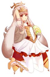 Rule 34 | 1girl, animal ears, arm up, closed mouth, easter egg, egg, fake animal ears, fire emblem, fire emblem heroes, flower, full body, gloves, grey hair, hair ornament, high heels, highres, holding, lijeah, long hair, nintendo, pantyhose, rabbit ears, red eyes, simple background, solo, veronica (fire emblem), white background, white gloves, white pantyhose