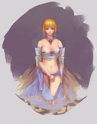 Rule 34 | 1girl, absurdres, alternate costume, artist request, artoria pendragon (all), artoria pendragon (fate), bare shoulders, blunt bangs, breasts, cleavage, detached collar, fate/stay night, fate (series), highres, large breasts, navel, saber (fate), sketch, skindentation, solo, thighs