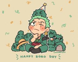 Rule 34 | 1boy, ^ ^, blush, brook (one piece), character request, chibi, chunafishy, closed eyes, earrings, english text, closed eyes, franky (one piece), full body, green hair, green kimono, happy birthday, japanese clothes, jewelry, kimono, male focus, marimo, monkey d. luffy, nami (one piece), nico robin, objectification, one piece, roronoa zoro, sanji (one piece), scar, scar across eye, scar on face, short hair, sideburns, single earring, solo focus, usopp