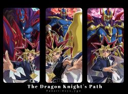 Rule 34 | 2boys, belt, black hair, black shirt, blonde hair, blue jacket, bright pupils, chain necklace, character request, commentary request, duel monster, dyed bangs, highres, jacket, jacket on shoulders, jewelry, long sleeves, male focus, millennium puzzle, multicolored hair, multiple boys, multiple views, muto yugi, necklace, open clothes, open jacket, open mouth, outline, red hair, shirt, soya (sys ygo), spiked hair, spread fingers, teeth, tongue, upper teeth only, white pupils, wristband, yami yugi, yu-gi-oh!, yu-gi-oh! duel monsters