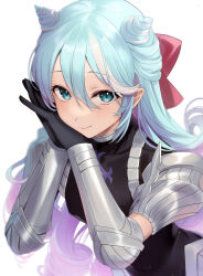 Rule 34 | 1boy, androgynous, arm guards, armor, black gloves, blue hair, bow, closed mouth, covered collarbone, drill hair, eyelashes, fire emblem, fire emblem engage, gloves, hair between eyes, hair bow, half updo, hands up, haru (nakajou-28), highres, interlocked fingers, light blue hair, long hair, looking at viewer, male focus, multicolored hair, nintendo, own hands together, pink bow, pink hair, rosado (fire emblem), simple background, smile, solo, trap, two-tone hair, very long hair, white background