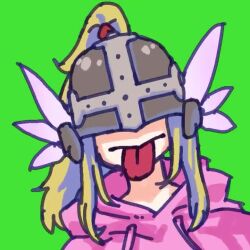 Rule 34 | 1girl, :&gt;, angel, angel girl, angewomon, animated, digimon, digimon (creature), gerusyu, head wings, long hair, looking at viewer, mask, tongue, tongue out, video, wings