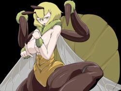 Rule 34 | 1girl, bee girl, blonde hair, game cg, insect girl, mon-musu quest!, mon-musu quest: paradox, monster girl, nipples, nude, short hair, solo, tongue, tongue out, yellow eyes