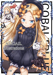 Rule 34 | 3girls, abigail williams (fate), abigail williams (festival outfit) (fate), abigail williams (traveling outfit) (fate), bad id, bad pixiv id, balloon, black bow, black dress, black footwear, black headwear, black jacket, blonde hair, bloomers, blue eyes, bow, bug, butterfly, butterfly hair ornament, character name, chibi, closed mouth, commentary request, cover, cover page, dress, fate/grand order, fate (series), forehead, hair bow, hair bun, hair ornament, hat, heart, highres, insect, jacket, long hair, long sleeves, looking at viewer, multiple girls, multiple hair bows, official alternate costume, orange bow, parted bangs, shirt, shoes, sidelocks, single hair bun, sitting, sleeveless, sleeveless dress, sleeves past fingers, sleeves past wrists, smile, stuffed animal, stuffed toy, teddy bear, toonoki, underwear, very long hair, white bloomers, white shirt