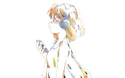 Rule 34 | 1girl, abstract, headphones, love live!, love live! sunshine!!, official art, orange hair, product placement, short hair, sony, takami chika, tank top, walkman, white background, wireless