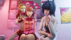 Rule 34 | 20s, 3d, 3girls, aegis (persona), amateurthrowaway, android, animated, arms behind back, atlus, audible music, belt, black hair, black skirt, blonde hair, blue eyes, blue hair, blunt bangs, blurry, bob cut, breast expansion, breast lift, breast reduction, breasts, brown eyes, brown hair, bulletin board, cardigan, choker, cleavage, clipboard, coat, dark blue hair, doctor, dress, earrings, experiment, female focus, femdom, glowing, glowing eyes, grabbing, grabbing another&#039;s breast, grabbing from behind, green dress, grommet belt, groping, hair between eyes, hands on another&#039;s shoulders, highres, holding, holding clipboard, holding pencil, huge breasts, hypnosis, indoors, jewelry, joints, lab coat, large breasts, long sleeves, looking at another, looping animation, medium breasts, megami tensei, messy hair, mind control, miniskirt, multiple girls, multiple necklaces, nail polish, necklace, open mouth, paper, pencil, persona, persona 3, persona 3: dancing moon night, persona 5, persona dancing, pink cardigan, pink sweater, poster (object), red belt, red nails, red ribbon, ribbon, robot joints, rolling eyes, school uniform, shin megami tensei, short dress, short hair, shrinking, sitting, skirt, snapping fingers, sound, sound effects, source request, studded choker, sweater, swept bangs, takeba yukari, takemi tae, uniform, video, writing, yellow eyes, zipper