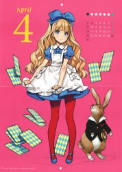 Rule 34 | absurdres, alice (alice in wonderland), blonde hair, blue eyes, rabbit, calendar, card, highres, ooyari ashito, tagme